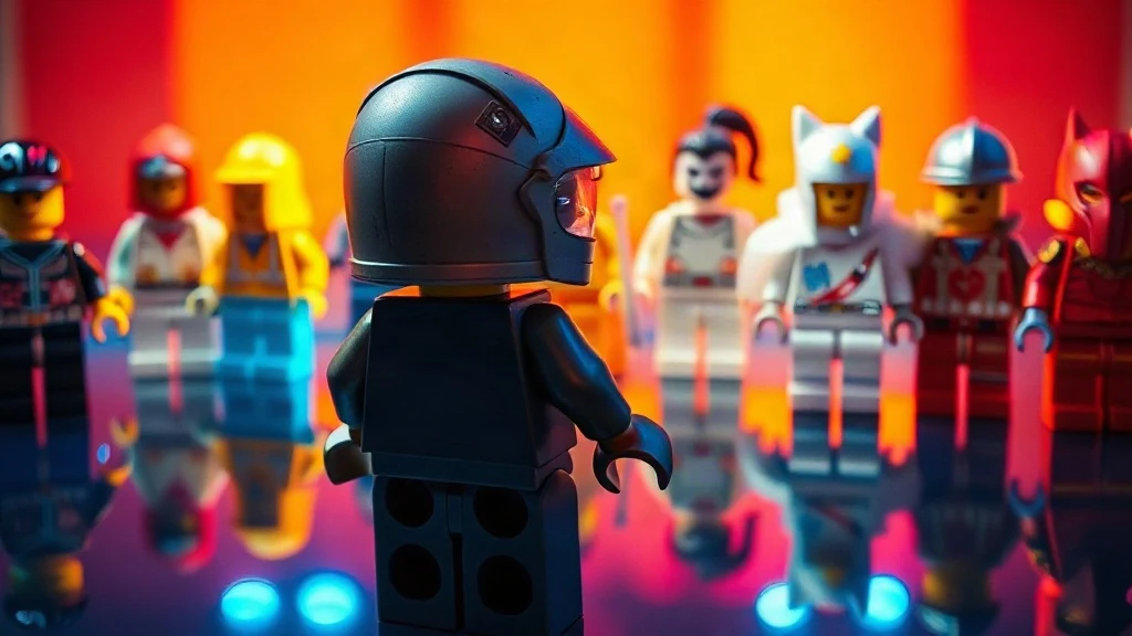 lego movie 2 cast guide with colorful minifigures in a cinematic studio scene